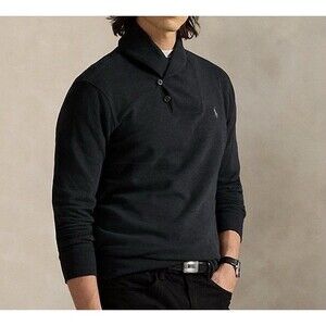 Polo Ralph Lauren Shawl Neck Casual Pullover Sweatshirt Black Men’s Size L